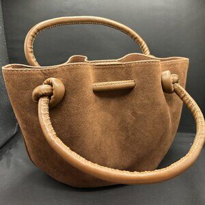 Purse Faux Suede with Crossbody Strap Brown